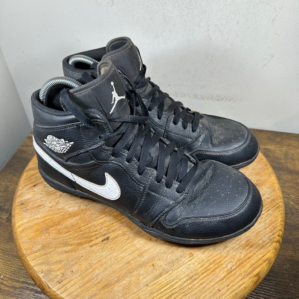 Jordan 1 Mid MCS Baseball Cleats Black White FJ6805-001 Mens Size 9